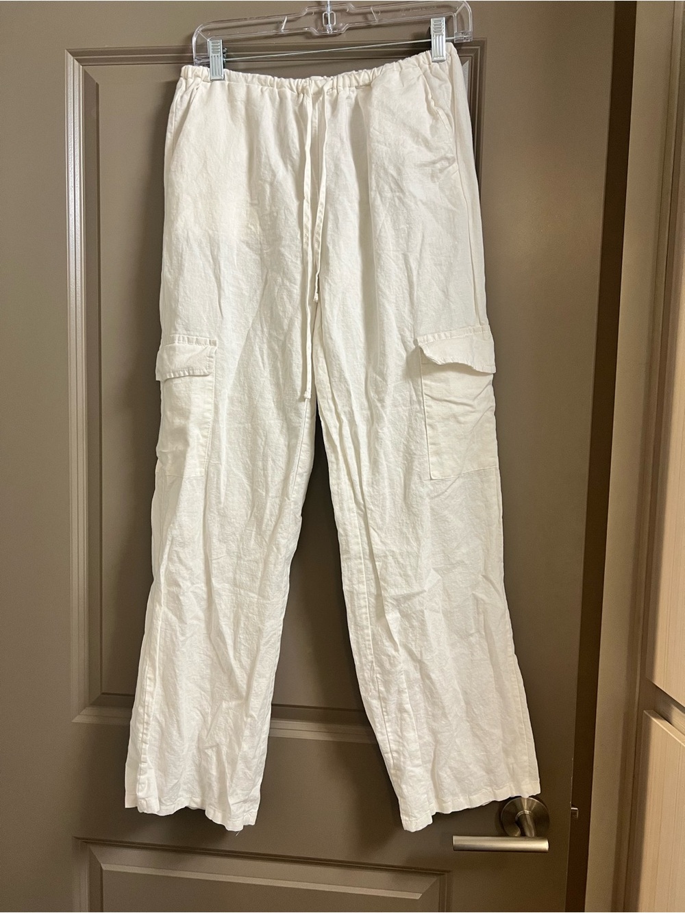 Edikted Lyric Linen Look Cargo Pants Small White - Picture 3 of 6